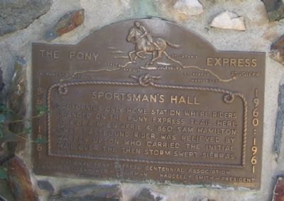 Pony Express Sportsman's Hall Marker. Click for full size. Pony Express Sportsman's Hall Marker image. Click for full size.
