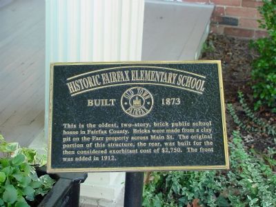 Historic Fairfax Elementary School Marker. Click for full size. Historic Fairfax Elementary School Marker image. Click for full size.
