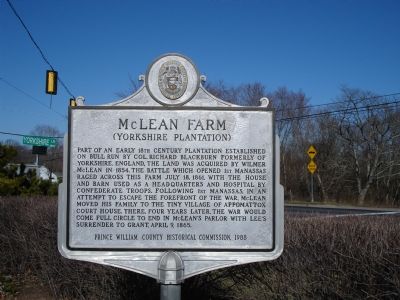 McLean Farm (Yorkshire Plantation) Marker. Click for full size. McLean Farm (Yorkshire Plantation) Marker image. Click for full size.