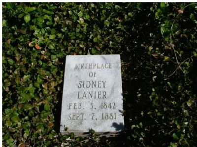 Memorial Marker for Sidney Lanier. Click for full size. Memorial Marker for Sidney Lanier image. Click for full size.