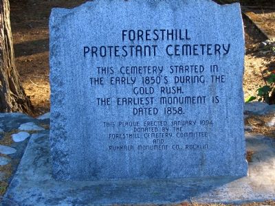 Foresthill Protestant Cemetary Marker image. Click for full size.