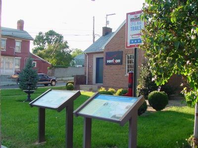 Markers in Front of the Town's Telephone Exchange. Click for full size. Markers in Front of the Town's Telephone Exchange image. Click for full size.