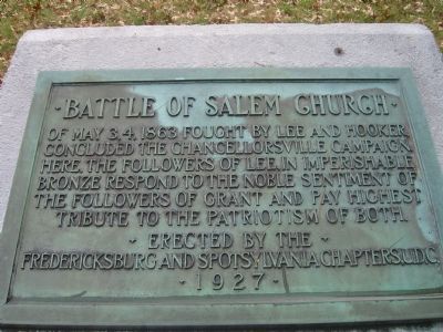 Battle of Salem Church Marker. Click for full size. Battle of Salem Church Marker image. Click for full size.