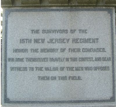 15th Reg't, New Jersey Vol's Marker - East Face image. Click for full size.