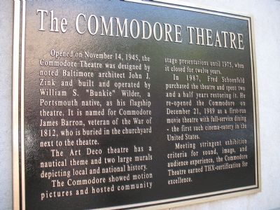 The Commodore Theatre Marker image. Click for full size.
