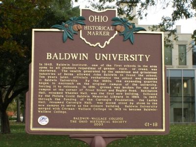 Baldwin University Marker image. Click for full size.