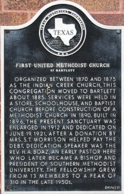 First United Methodist Church of Bartlett Marker. Click for full size. First United Methodist Church of Bartlett Marker image. Click for full size.