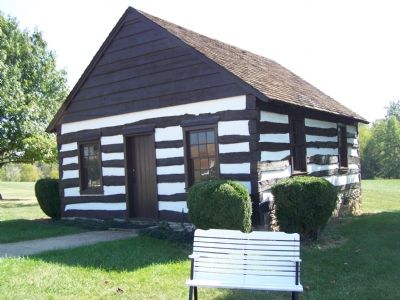 Replica of Log Meeting House image. Click for full size.