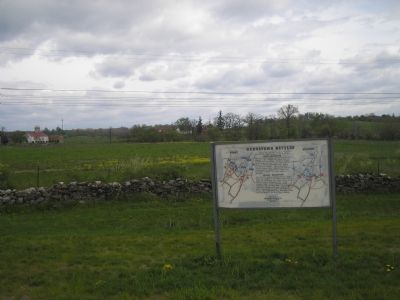 Kernstown Marker with Bank Barn in background image. Click for full size.