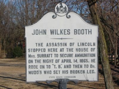 John Wilkes Booth Marker. Click for full size. John Wilkes Booth Marker image. Click for full size.