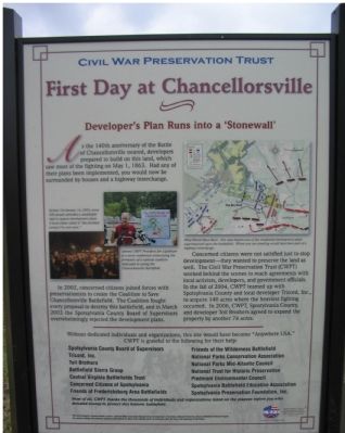 First Day at Chancellorsville <br>Developer's Plan Runs into a "Stonewall" image. Click for full size.