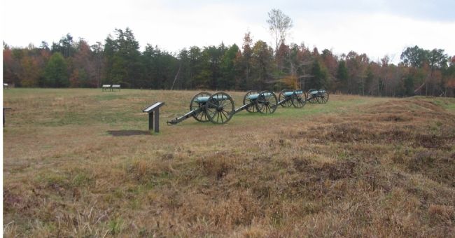 The Marker beside a Federal Battery at Fairview image. Click for full size.