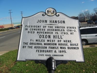 John Hanson Marker. Click for full size. John Hanson Marker image. Click for full size.