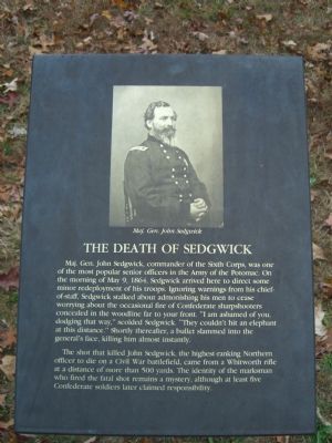 The Death of Sedgwick Marker. Click for full size. The Death of Sedgwick Marker image. Click for full size.