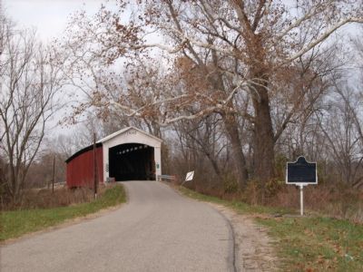 Newport Covered Bridge and Marker image. Click for full size.