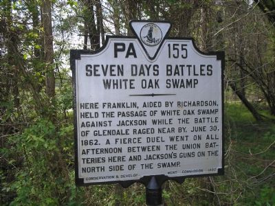 Seven Days Battles  White Oak Swamp marker image. Click for full size.