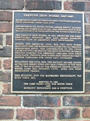 Trenton Iron Works 1847-1867 Marker. Click for full size. Trenton Iron Works 1847-1867 Marker image. Click for full size.