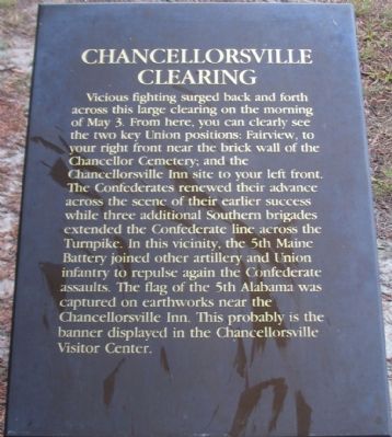 Chancellorsville Clearing Marker. Click for full size. Chancellorsville Clearing Marker image. Click for full size.