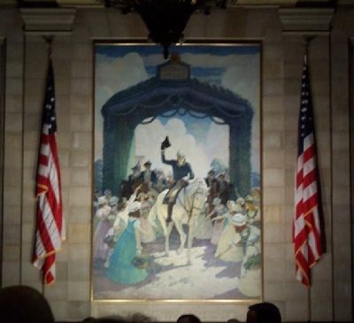 This is the N.C. Wyeth mural of Washington being greeted by the 'ladies of Trenton' under the arch. image. Click for full size.