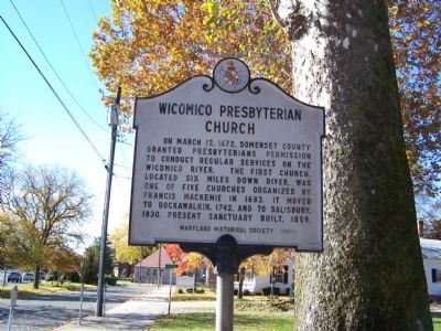 Wicomico Presbyterian Church Marker image. Click for full size.