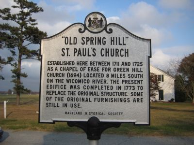 "Old Spring Hill" St. Paul's Church Marker image. Click for full size.