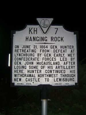 Hanging Rock Marker. Click for full size. Hanging Rock Marker image. Click for full size.