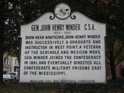 Gen. John Henry Winder, C.S.A. Marker image. Click for full size.
