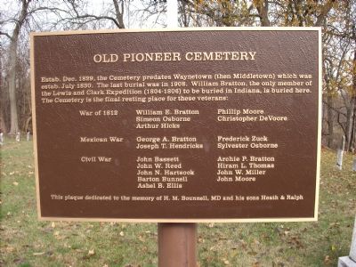 Old Pioneer Cemetery Marker image. Click for full size.