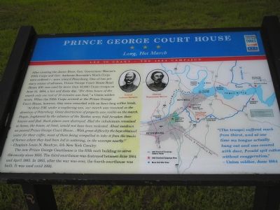 "Prince George Court House  -  Long, Hot March" Civil War Trails marker image. Click for full size.
