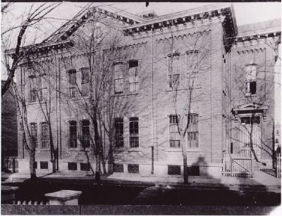 This is an undated photo of the first High School building.. Click for full size. This is an undated photo of the first High School building. image. Click for full size.