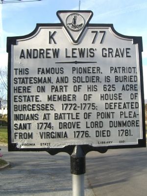 Andrew Lewis' Grave Marker. Click for full size. Andrew Lewis' Grave Marker image. Click for full size.