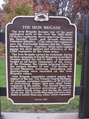 The Iron Brigade Marker. Click for full size. The Iron Brigade Marker image. Click for full size.