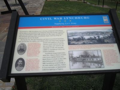 Civil War Lynchburg - Supplying Lee’s Army Civil War Trails Marker. Click for full size. Civil War Lynchburg - Supplying Lee’s Army Civil War Trails Marker image. Click for full size.