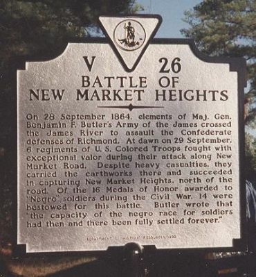 Battle of New Market Heights Marker image. Click for full size.