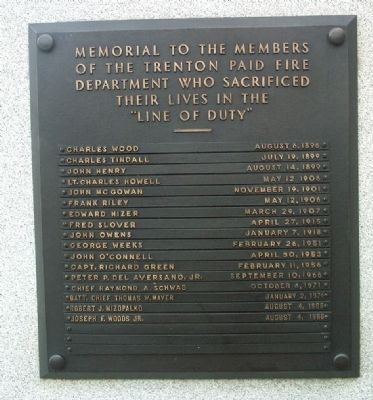 Fire Department of the City of Trenton Marker. Click for full size. Fire Department of the City of Trenton Marker image. Click for full size.