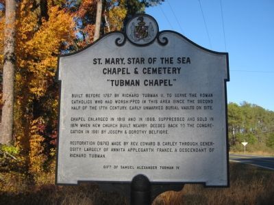 St. Mary, Star of the Sea Chapel & Cemetary, "Tubman Chapel" Marker image. Click for full size.