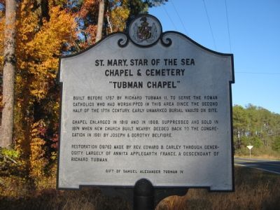 St. Mary, Star of the Sea Chapel & Cemetary, "Tubman Chapel" Marker image. Click for full size.