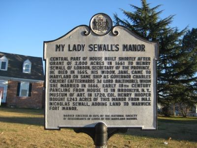 My Lady Sewall's Manor Marker. Click for full size. My Lady Sewall's Manor Marker image. Click for full size.