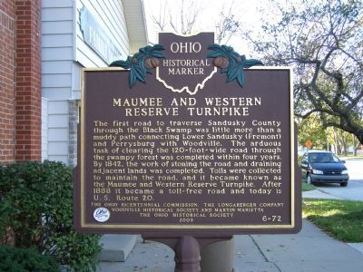 Maumee and Western Reserve Turnpike side of the marker image. Click for full size.