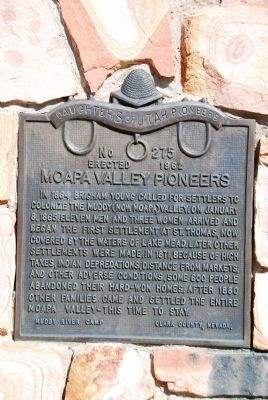Moapa Valley Pioneers Marker. Click for full size. Moapa Valley Pioneers Marker image. Click for full size.