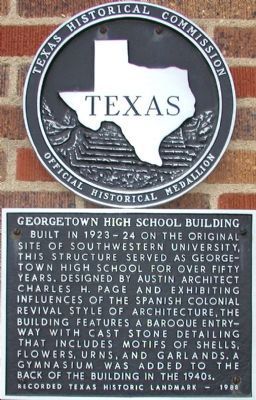 Georgetown High School Building Marker image. Click for full size.