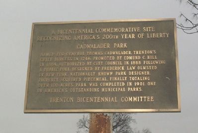 Cadwalader Park Marker. Click for full size. Cadwalader Park Marker image. Click for full size.
