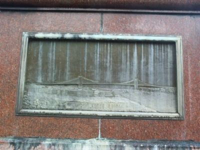 East River Bridge plaque on the left side of the pedestal. image. Click for full size.