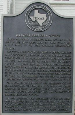 Granger Brethren Church Marker image. Click for full size.