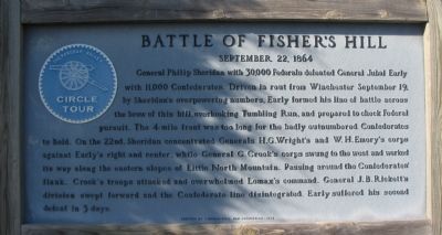 Battle of Fisher's Hill Marker. Click for full size. Battle of Fisher's Hill Marker image. Click for full size.