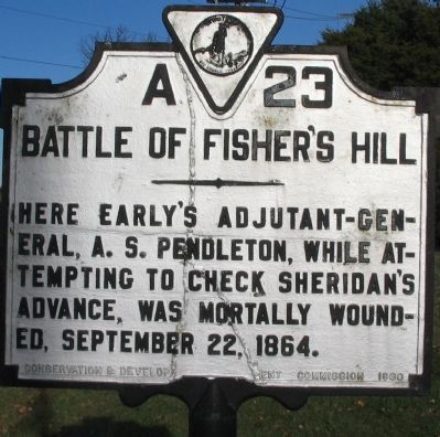 Battle of Fisher's Hill Marker. Click for full size. Battle of Fisher's Hill Marker image. Click for full size.