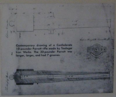 Contemporary drawing of a Confederate 10-pounder Parrott rifle made by Tredegar Iron Works. image. Click for full size.