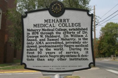 Meharry Medical College Marker - Back image. Click for full size.
