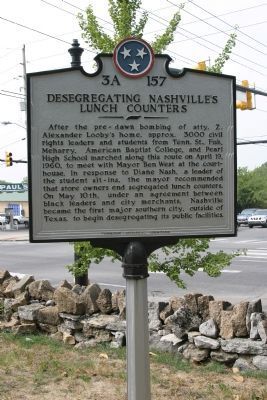 Desegregating Nashville's Lunch Counters Marker. Click for full size. Desegregating Nashville's Lunch Counters Marker image. Click for full size.