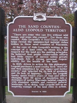 The Sand Counties - Aldo Leopold Territory Marker image. Click for full size.